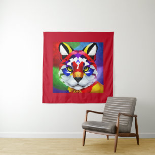 Alexander's Cat rode tapijt Wandkleed