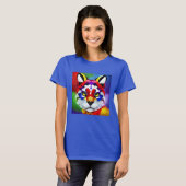 Alexander's Cat vrouwen blauwe T-shirt (Voorkant volledig)