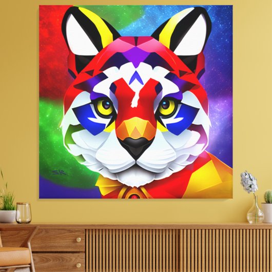 Alexander's Cat witte canvasprint Canvas Afdruk (Insitu (Woonkamer))