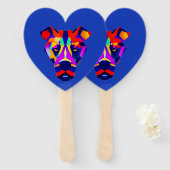 Alexander's Dog blauw hart hand fans Handwaaier (Voorkant en achterkant)