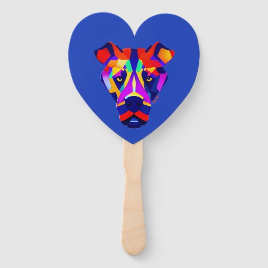 Alexander's Dog blauw hart hand fans Handwaaier (Voorkant)
