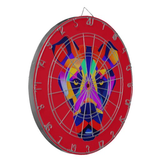 Alexander's Dog rood dartboard Dartbord (Voorkant Links)