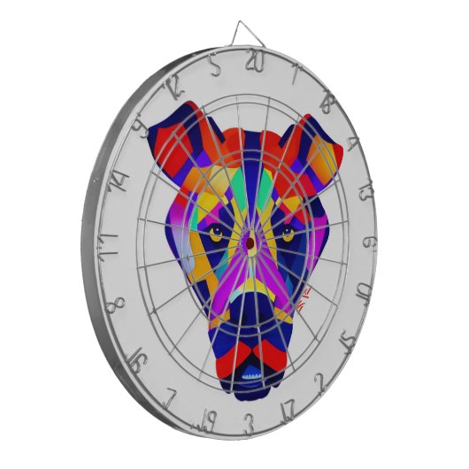 Alexander's Dog wit dartboard Dartbord (Voorkant Links)