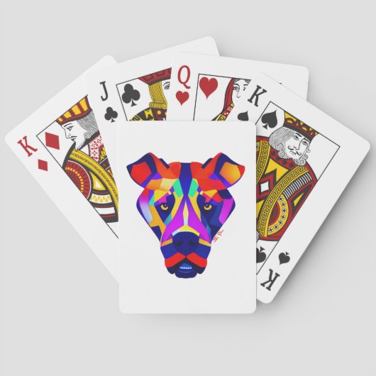 Alexander's Dog wit Poker speelkaarten (Achterkant)