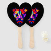 Alexander's Dog zwarte hart hand fans Handwaaier (Voorkant en achterkant)