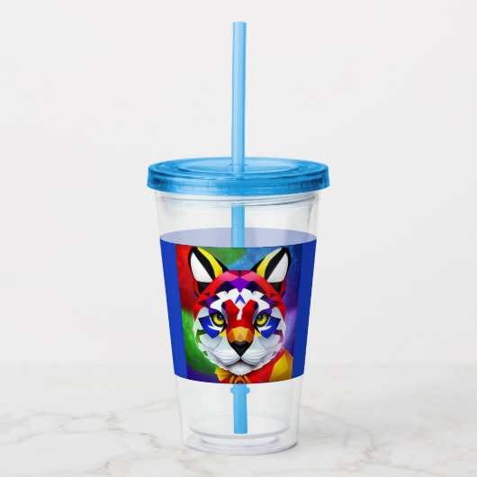 Alexander's kat blauw acryl tumbler drinkbeker (Voorkant)