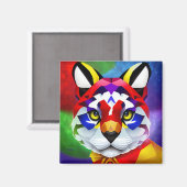 Alexander's kat vierkante magneet (Voorkant / Achterkant)