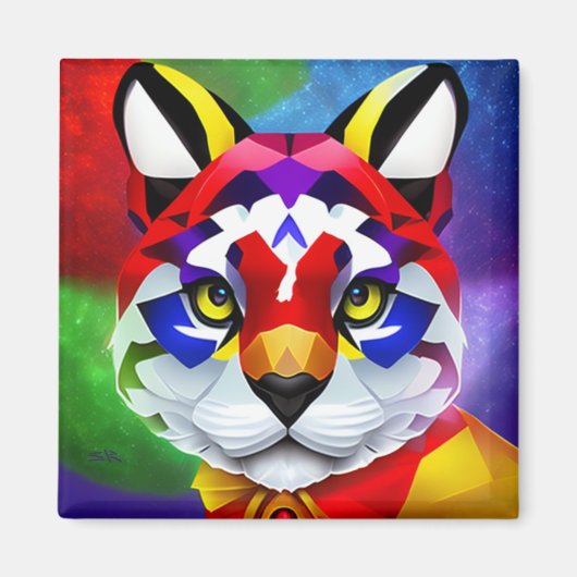 Alexander's kat vierkante magneet (Voorkant)