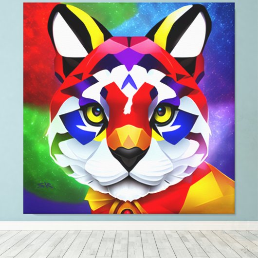 Alexander's Kat zwart canvas print (Insitu (Houten vloer))