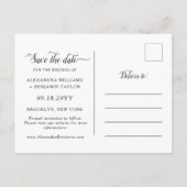 Alexandra Elegant Black Script Photo Save the Date Aankondigingskaart (Achterkant)