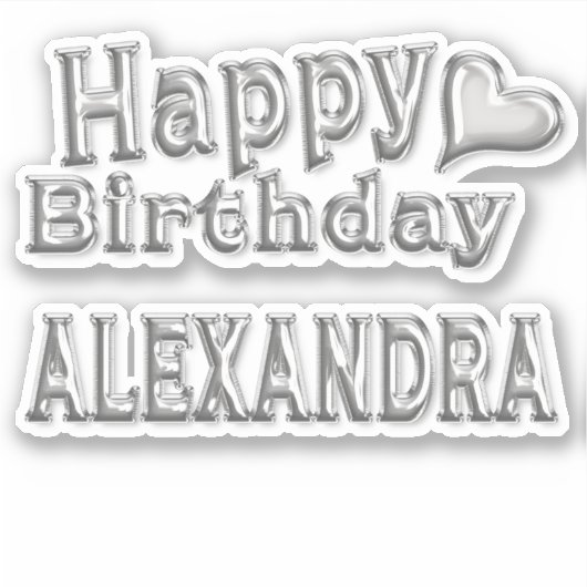 Alexandra Happy Birthday silver Aufkleber Sticker (Voorkant)