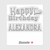 Alexandra Happy Birthday silver Aufkleber Sticker (Vel)