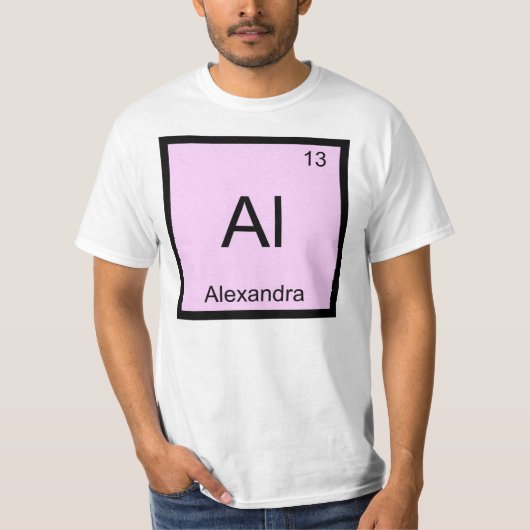 Alexandra Name Chemistry Element Periodic Table T-shirt (Voorkant)