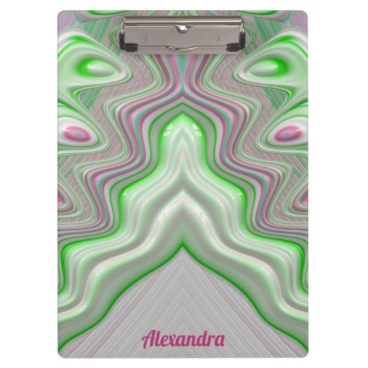 ALEXANDRA ~ PASTEL 3D! Roze, groene witte GLOSSY C Klembord (Voorkant)