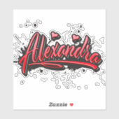 Alexandra red Heart Graffiti Aufkleber Sticker (Vel)