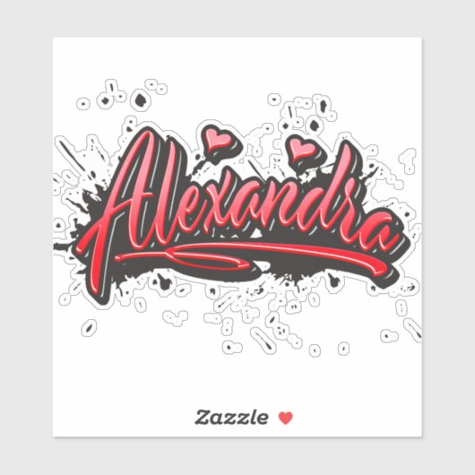 Alexandra red Heart Graffiti Aufkleber Sticker (Vel)