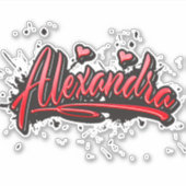 Alexandra red Heart Graffiti Aufkleber Sticker (Voorkant)
