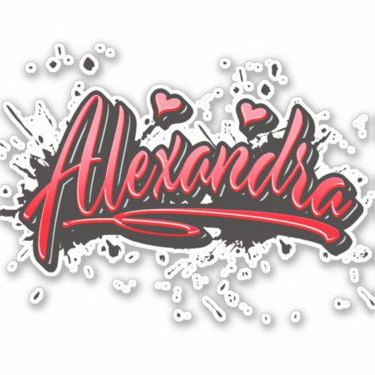 Alexandra red Heart Graffiti Aufkleber Sticker (Voorkant)