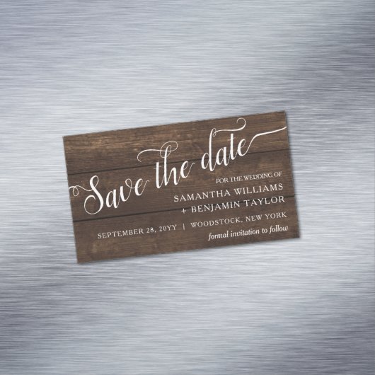 Alexandra Rustic Save the Date Magnets Magnetisch Visitekaartje (Voorbeeld)