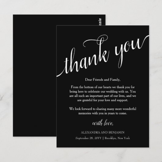 Alexandra Simple Wedding Reception Dank u Briefkaart (Voorkant / Achterkant)