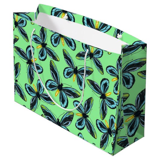 Alexandra's vogelvleugelvlinder groot cadeauzakje (Achterkant Gekanteld)