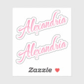 Alexandria Decoratieve naam in roze x2 Sticker (Vel)