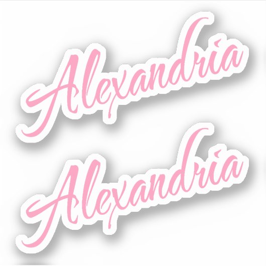 Alexandria Decoratieve naam in roze x2 Sticker (Voorkant)