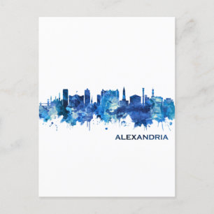 Alexandria Egypt Skyline Blue Feestdagenkaart