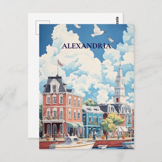 Alexandria Historic Waterfront Travel Briefkaart (Voorkant / Achterkant)
