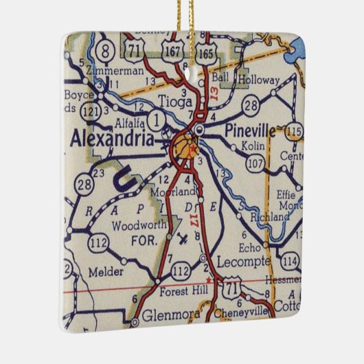 Alexandria LA  Map Keramisch Ornament (Rechts)