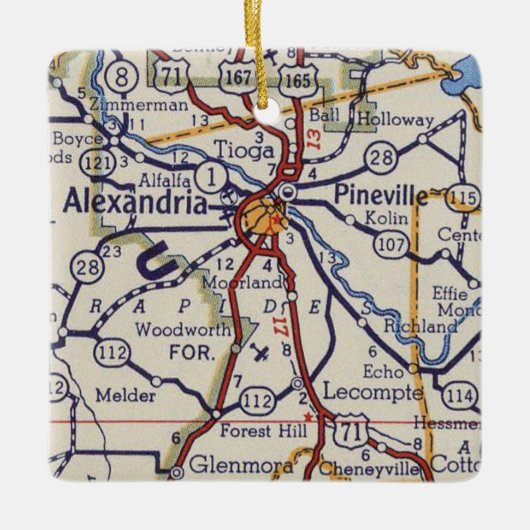 Alexandria LA  Map Keramisch Ornament (Voorkant)