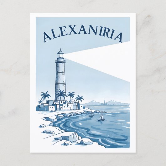 Alexandria Lighthouse Coastal Scene Travel Briefkaart (Voorkant)