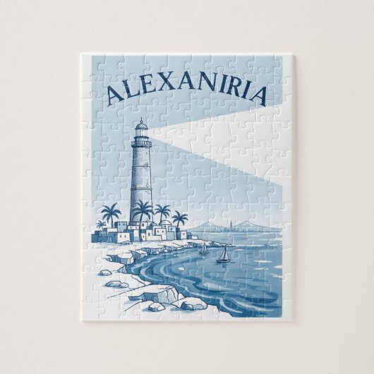 Alexandria Lighthouse Coastal Scene Travel Legpuzzel (Verticaal)