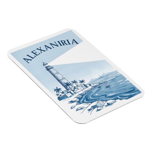 Alexandria Lighthouse Coastal Scene Travel Magneet (Rechterzijde)
