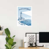 Alexandria Lighthouse Coastal Scene Travel Poster (Thuiskantoor)