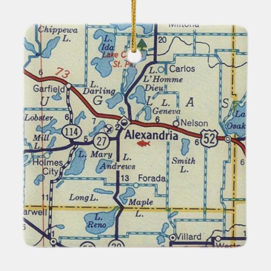 Alexandria MN  Map Keramisch Ornament (Achterkant)
