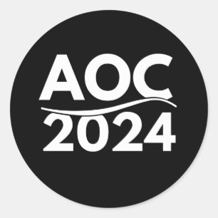 alexandria ocasio cortez 2024, aoc 2024, aoc butto ronde sticker