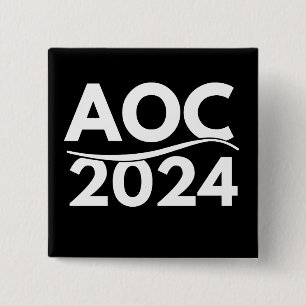 alexandria ocasio cortez 2024, aoc 2024, aoc butto vierkante button 5,1 cm