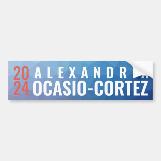 Alexandria Ocasio-Cortez 2024 Blue Geometric Bumpersticker (Voorkant)
