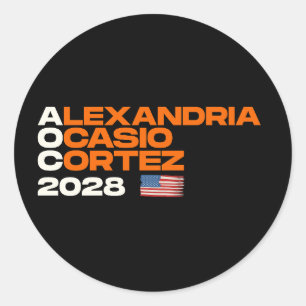 Alexandria Ocasio-Cortez 2028 Amerikaanse vlag Ronde Sticker