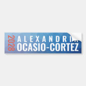 Alexandria Ocasio-Cortez 2028 Blue Geometric Bumpersticker (Voorkant)