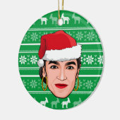 Alexandria Ocasio-Cortez (AOC) Kerstmis Keramisch Ornament (Links)
