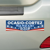 Alexandria Ocasio-Cortez AOC Zohran Mamdani 2028 Bumpersticker (Op auto)