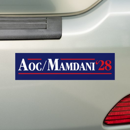 Alexandria Ocasio-Cortez AOC Zohran Mamdani 2028 Bumpersticker (Op auto)