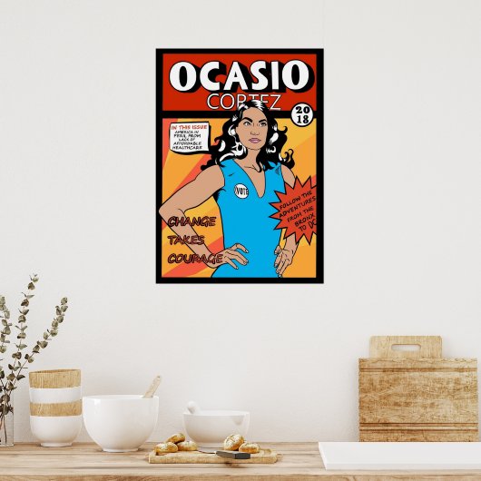 Alexandria Ocasio Cortez Comic Print (Keuken)