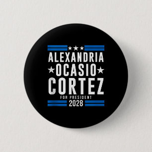Alexandria Ocasio Cortez voor President 2028, AOC Ronde Button 5,7 Cm