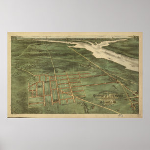 Alexandria VA Bird's Eye Uitzicht Panoramic Map 18 Poster