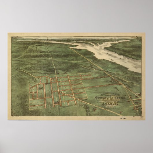 Alexandria VA Bird's Eye Uitzicht Panoramic Map 18 Poster (Voorkant)