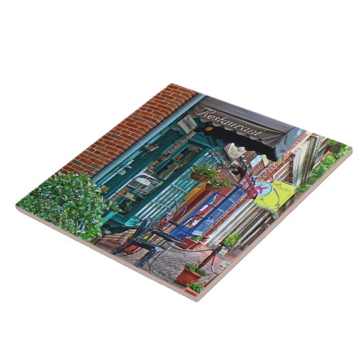 Alexandria VA - Restaurant met bruine luifel Tegeltje (Zijkant)