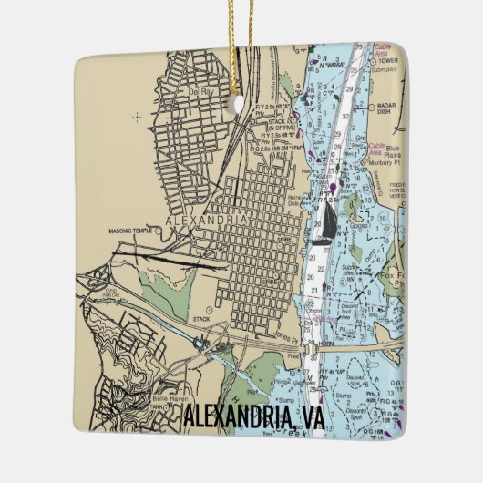 Alexandria Virginia Chart Keramisch Ornament (Links)